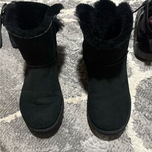 Black Suede Fur-Lined Boots